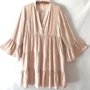 Sim & Sam Pale Pink Grey Tiered Swing Baby Doll Dress